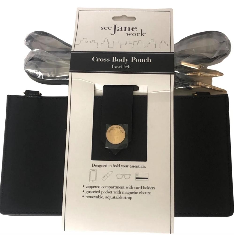 Cross Body Pouch Jane Work Black New